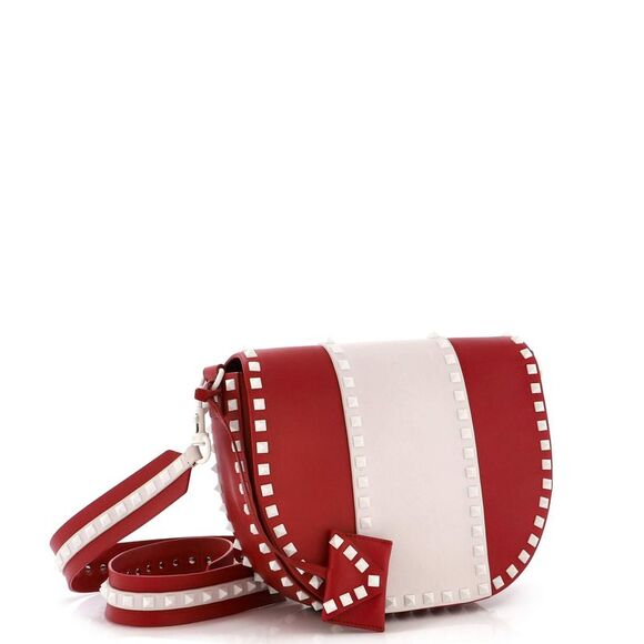 Valentino Garavani Free Rockstud Saddle Crossbody Bag Leather Medium Red - Picture 2 of 9